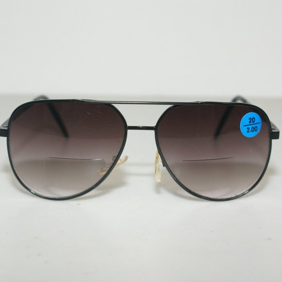 (NWT) Vintage 90's Aviator Metal Bi-Focal Reading Sunglasses (S. Black) - Picture 1 of 4